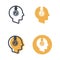 Head with headphones four styles vector icons