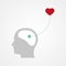 Head and heart shape. Concept of emotional intelligence, feelings, love. Vector illustration, flat design