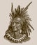 Head of historic Seneca chief and orator Sa-go-ye-wa-tha or Red Jacket after an engraving from the 19th century