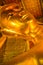 Head of Hue Golden Buddha reclining(Phra Saiyat) in Wat Pho.