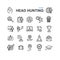 Head Hunting Black Thin Line Icon Set. Vector