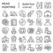 Head hunting line icon set. Job and office collection or sketches, symbols. Corporate business signs for web, outline