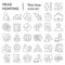 Head hunting thin line icon set. Job and office collection or sketches, symbols. Corporate business signs for web