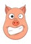 Head of hysterical pig in cartoon style. Kawaii animal.