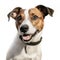 Head of jack russell terrier isolated on white created with Generative AI. Cute dog.