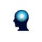 Head With Light Bulb In Brain, Brainstorm Thinking New Idea Concept Icon