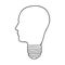 Head and lightbulb abstract wisdom icon image