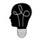 Head and lightbulb abstract wisdom icon image