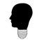 Head and lightbulb abstract wisdom icon image