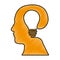 Head and lightbulb abstract wisdom icon image