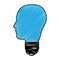 Head and lightbulb abstract wisdom icon image