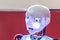 Head with the lightning eyes of humanoid robot