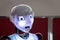 Head with the lightning eyes of humanoid robot