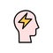 head lightning icon. Simple color with outline vector elements of brain process icons for ui and ux, website or mobile application