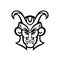 Head of Loki Norse God Front View Mascot Black and White