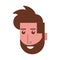 Head man face with beard character