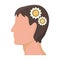 The head of a man with gears. The generator of ideas and thoughts single icon in cartoon style vector symbol stock