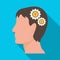 The head of a man with gears. The generator of ideas and thoughts single icon in flat style vector symbol stock