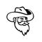 Head of Miner Wearing Beard and Cowboy Hat Mascot