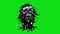 The head of the monster with a torn face. Scary vampire skull on green background. Looped videor.