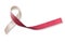 Head and neck cancer awareness with burgundy ivory ribbon isolated on clipping path white background, symbolic bow color