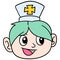 The head nurse with a friendly and beautiful face. carton emoticon. doodle icon drawing