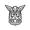 Head of Odin Norse God Front View Mascot Black and White