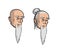 Head of an old asian men, cartoon isolated vector illustration. Set of two isolated heads.
