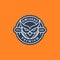 head owl nocturnal night focus geometric line circle badge logo design vector icon illustration