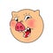 The head of a pig. Vector. Logo, symbol for the company. Emblem for fast food and food. Round head boar. Meat animal. Bacon. Funny