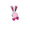 The head of a pink bunny. A bunny in a bow tie. Playful bunny. A sketch of the doodle logo