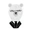 Head polar bear on white background. Cute character businessman in black suit and glass