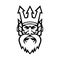 Head of Poseidon Greek God Front View Mascot Black and White