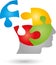 Head and puzzle, people and idea logo
