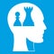 Head with queen and pawn chess icon white