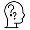 Head question task icon, outline style