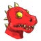 Head of a red zombie dinosaur vector isolated