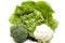 Head salad with broccoli and cauliflower