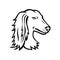 Head of Saluki Tazi or Persian Greyhound Mascot Side View Retro Black and White