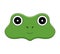 Head of serene frog in cartoon style. Kawaii animal.