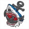 Head shark anchor angry logo Black vector illustrator