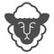 Head of sheep with wool solid icon, Happy Easter concept, happy goat head sign on white background, sheep portrait icon