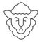 Head of sheep with wool thin line icon, Happy Easter concept, happy goat head sign on white background, sheep portrait