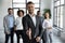 Head shot portrait confident smiling businessman offering hand for handshake