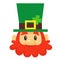 Head of a smiling leprechaun, the symbol of St. Patrick`s day isolated on white background.