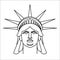 Head of Statue of Liberty Linear style. Face sculpture America.