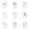 Head think icons set, outline style