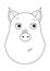 Head of trusting pig in outline style. Kawaii animal.