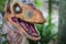Head of a Velociraptor dinosaur statue