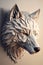 The head of a wolf made of paper cut style. Ai generated